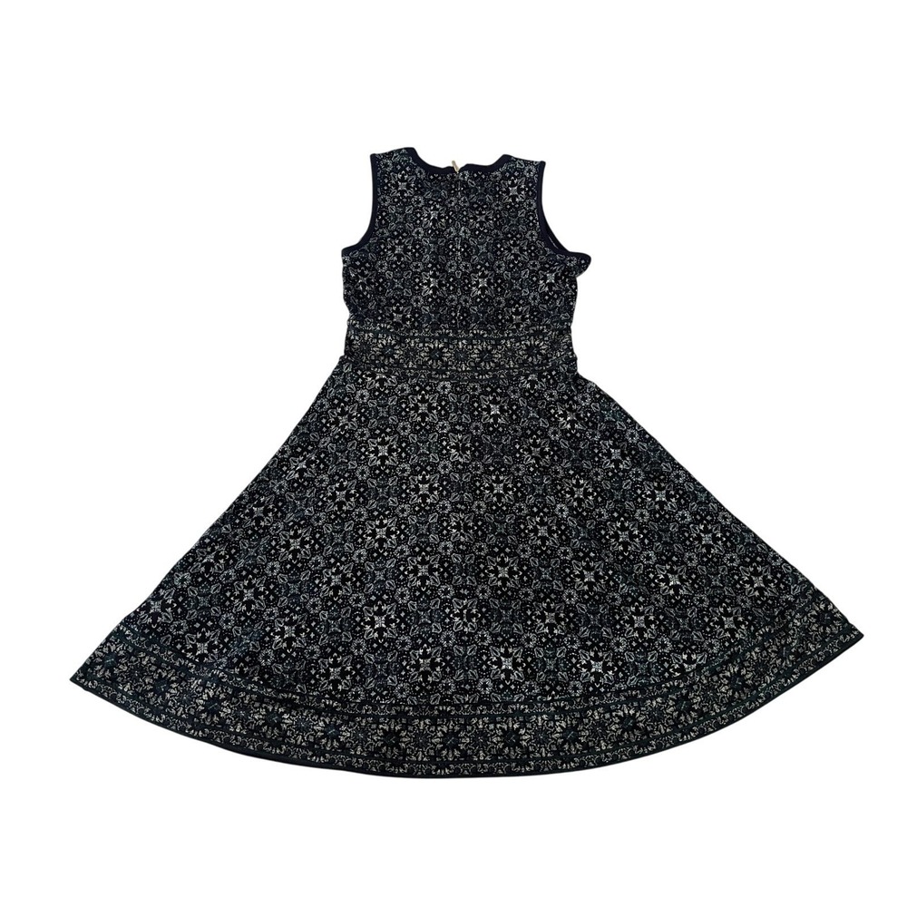 Michael Kors Fit & Flare Dress Sleeveless Navy Blue Patterned Size S